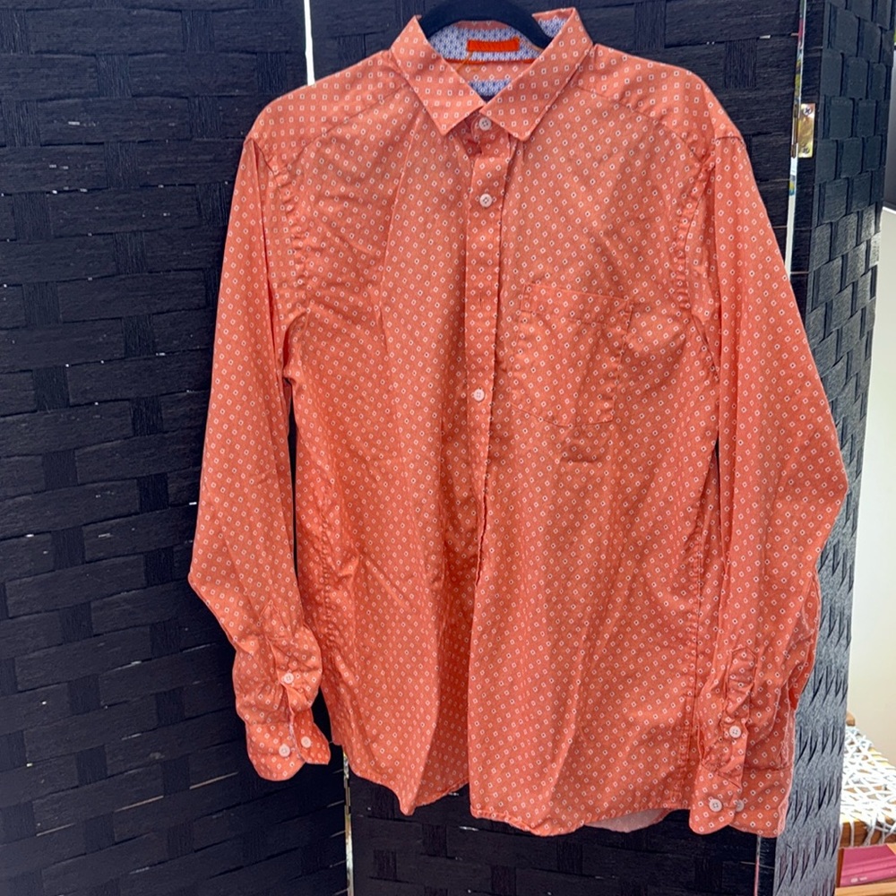 Johnston & Murphy Casual Orange Men’s Button Down